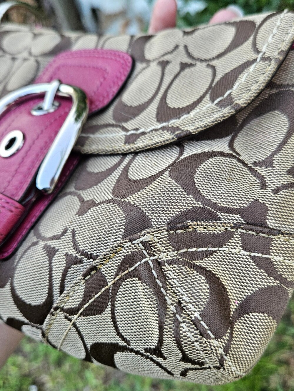 Coach Soho Mini Flap Bag 11860 Pink Fuchsia Signature Canvas Y2K Buckle - Picture 8 of 14